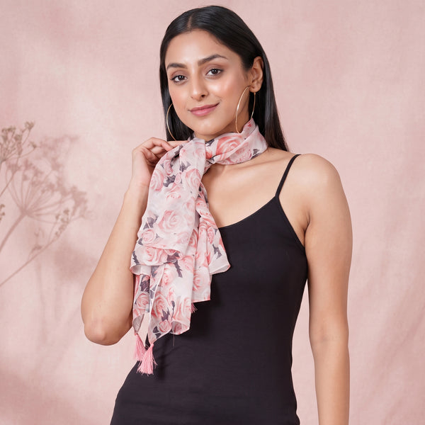 Pink Floral Scarf