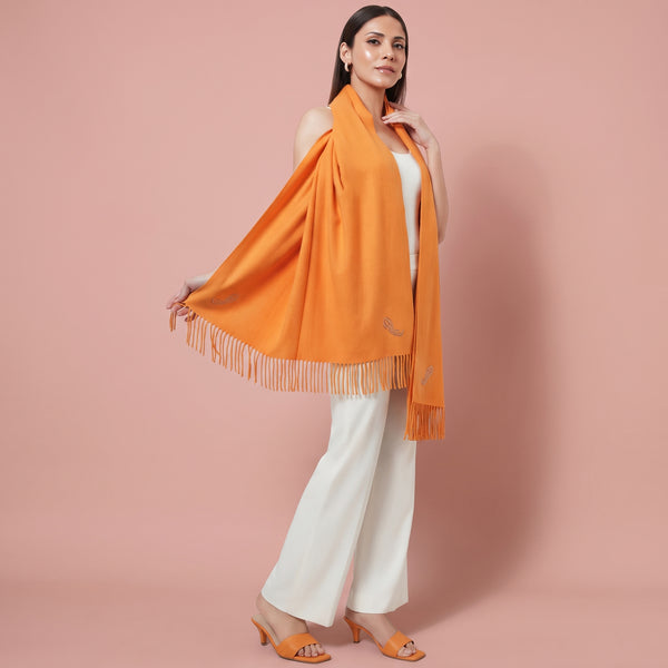 Mustard Stole for Women – Embellished | First Resort by Ramola Bachchan
