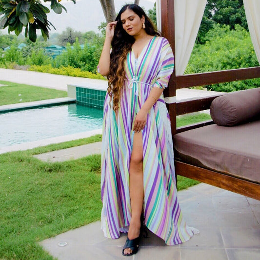 Multicoloured Full Length Cover-Up