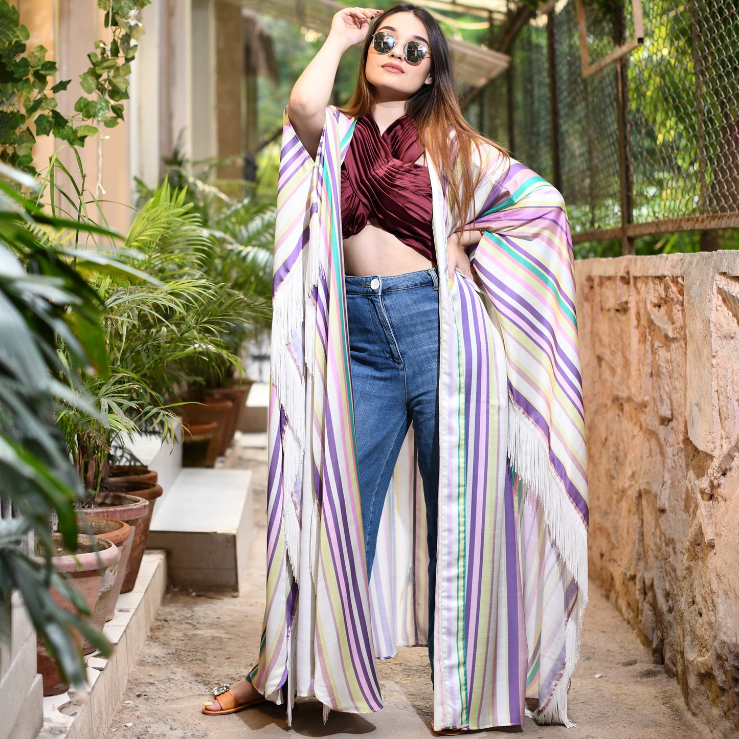 Multicoloured Full Length Cover-Up