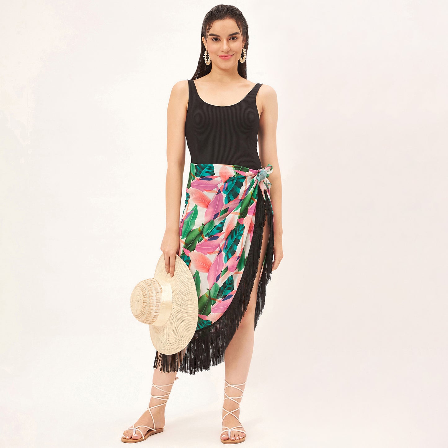 Pink and White Short Sarong