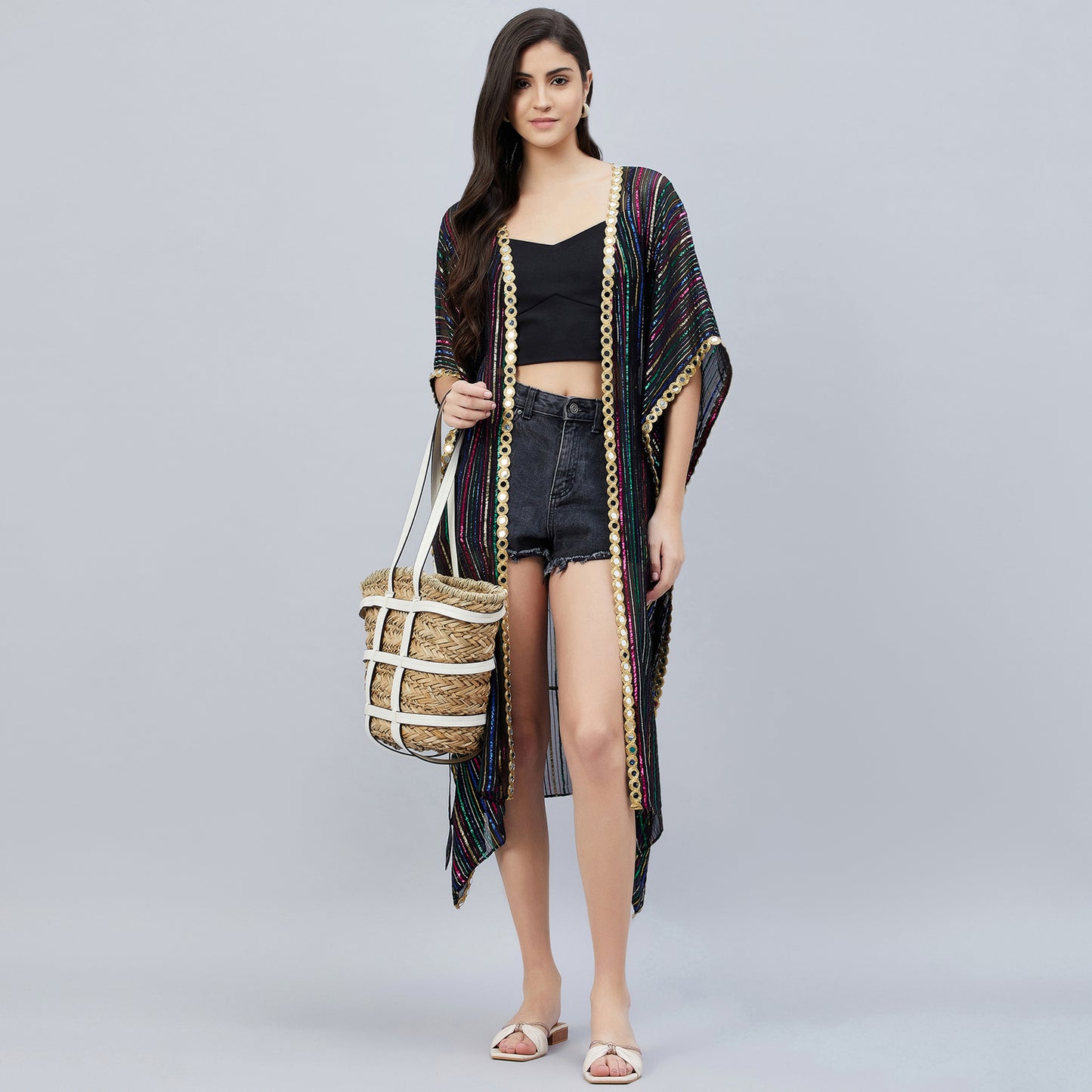 Black Lurex Short Cover-Up