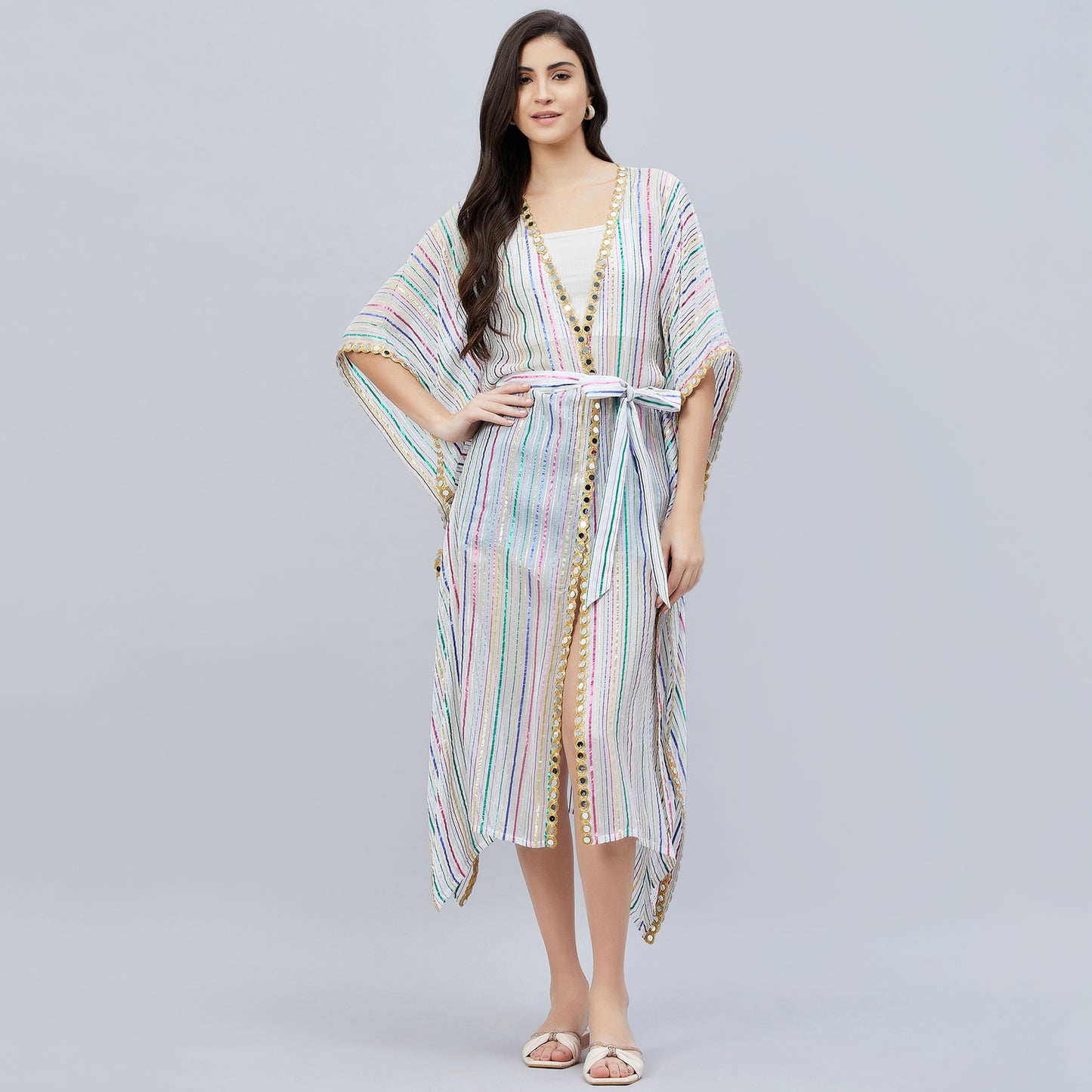 White Lurex Short Cover-Up