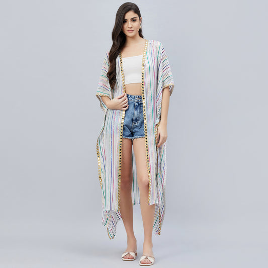 White Lurex Short Cover-Up