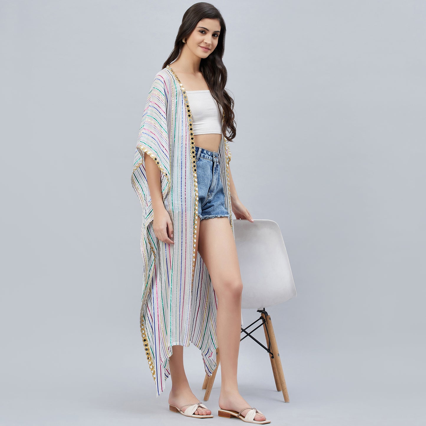 White Lurex Short Cover-Up