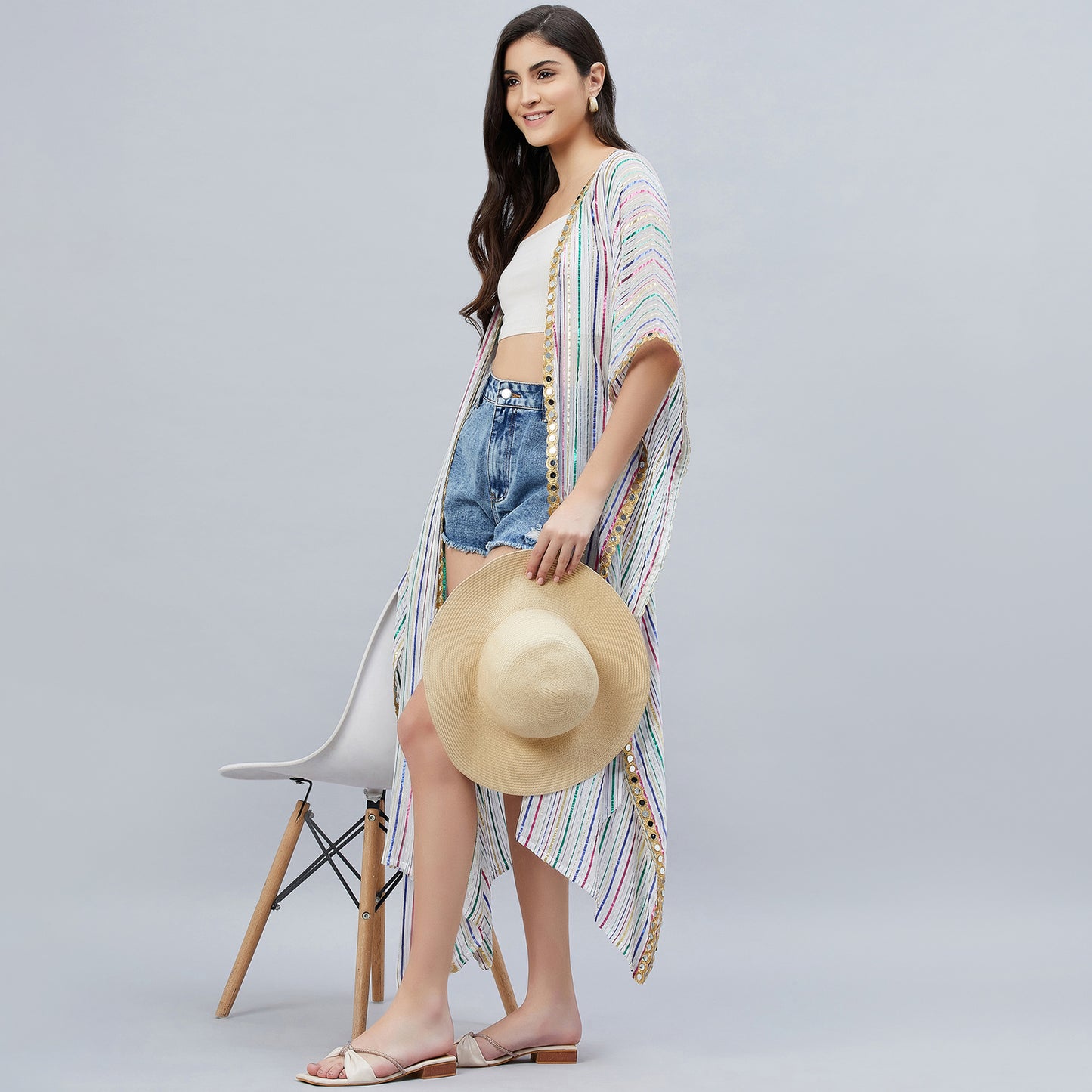 White Lurex Short Cover-Up