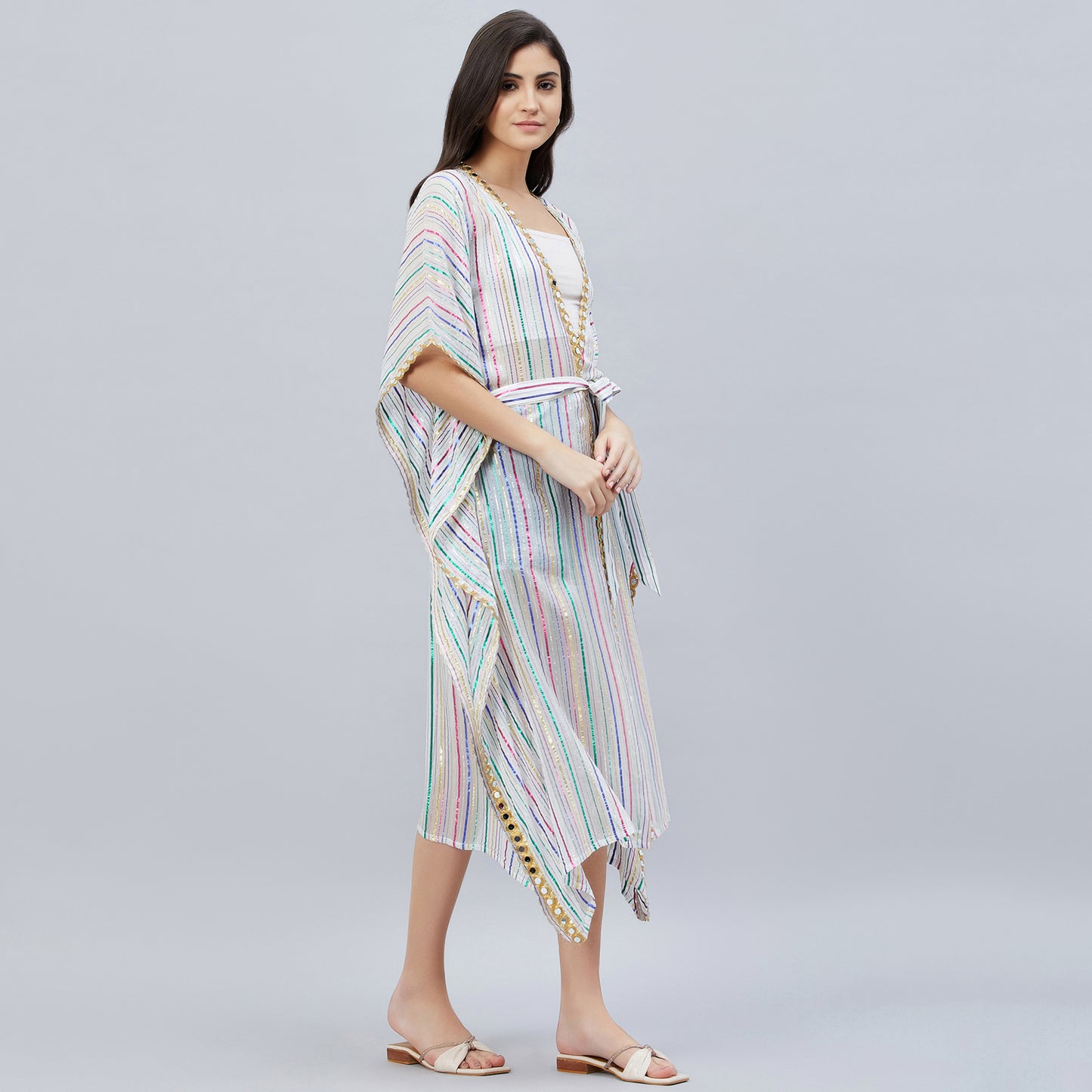 White Lurex Short Cover-Up