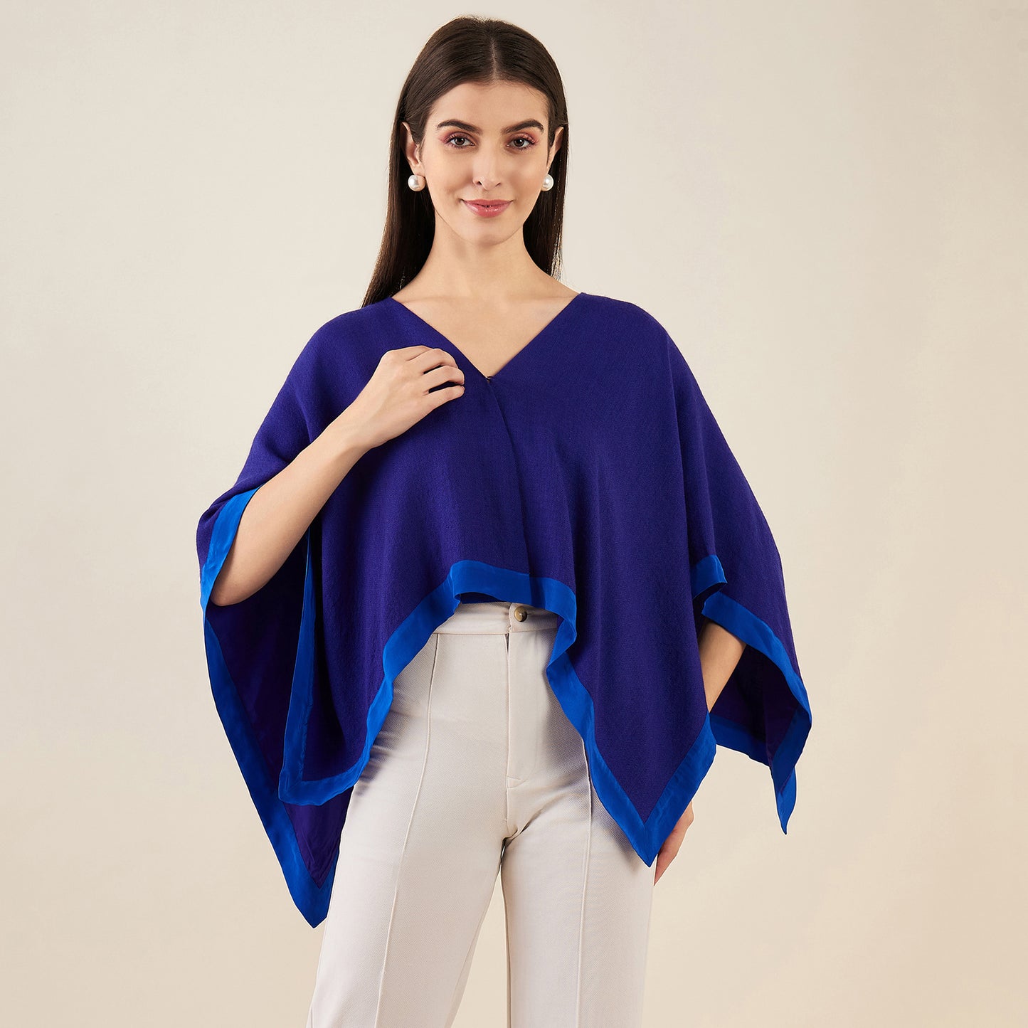 Navy Blue Short Cashmere Cape