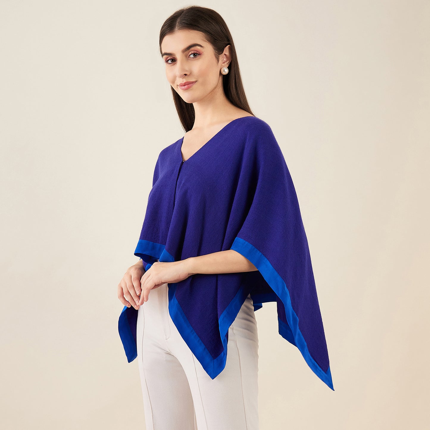 Navy Blue Short Cashmere Cape