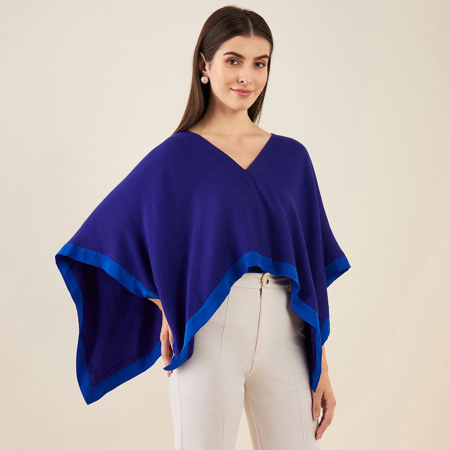 Navy Blue Short Cashmere Cape