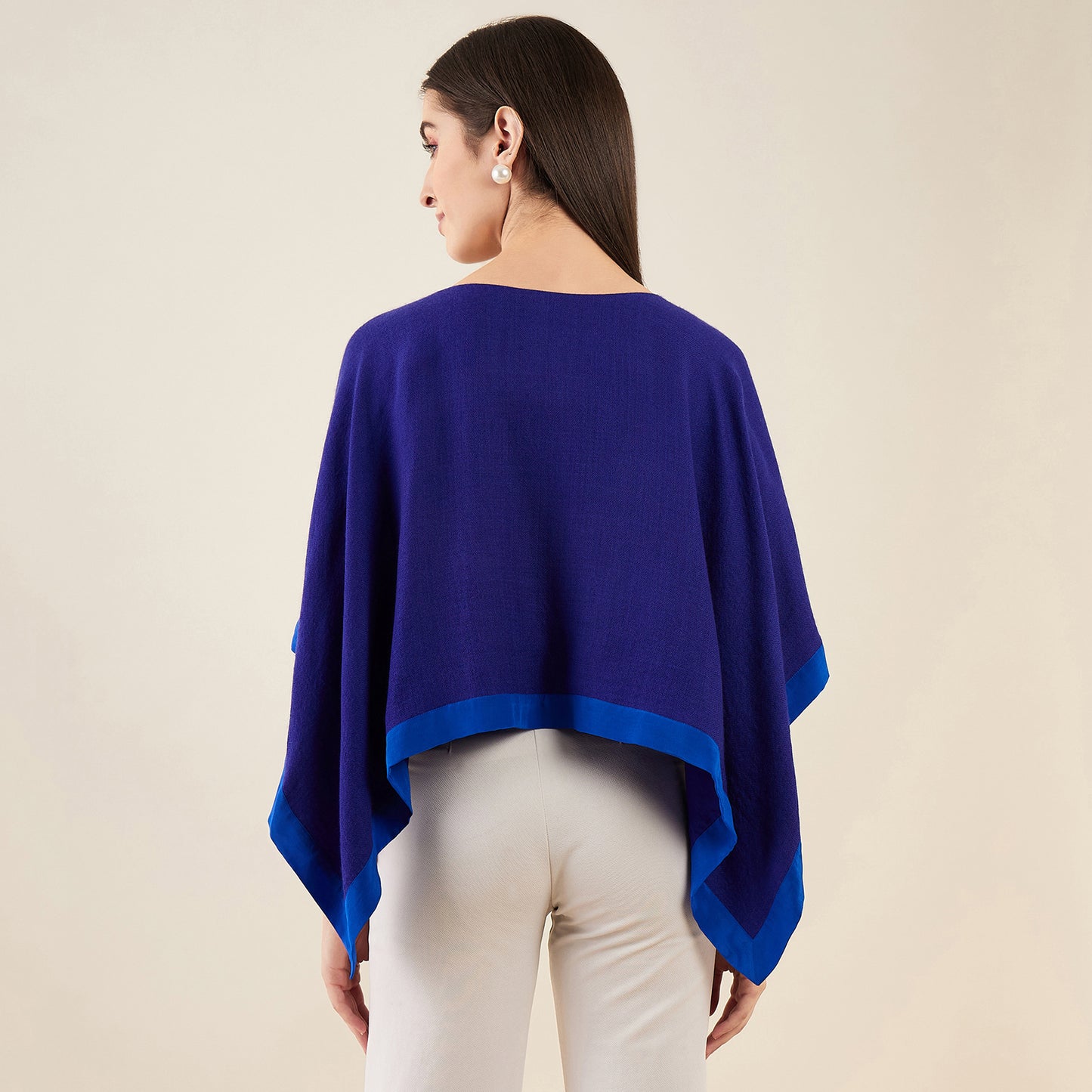 Navy Blue Short Cashmere Cape