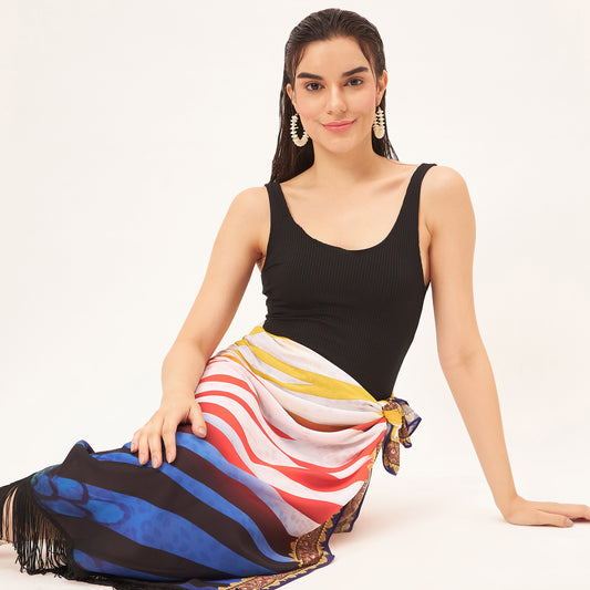 Multicoloured Zebra Print Long Sarong