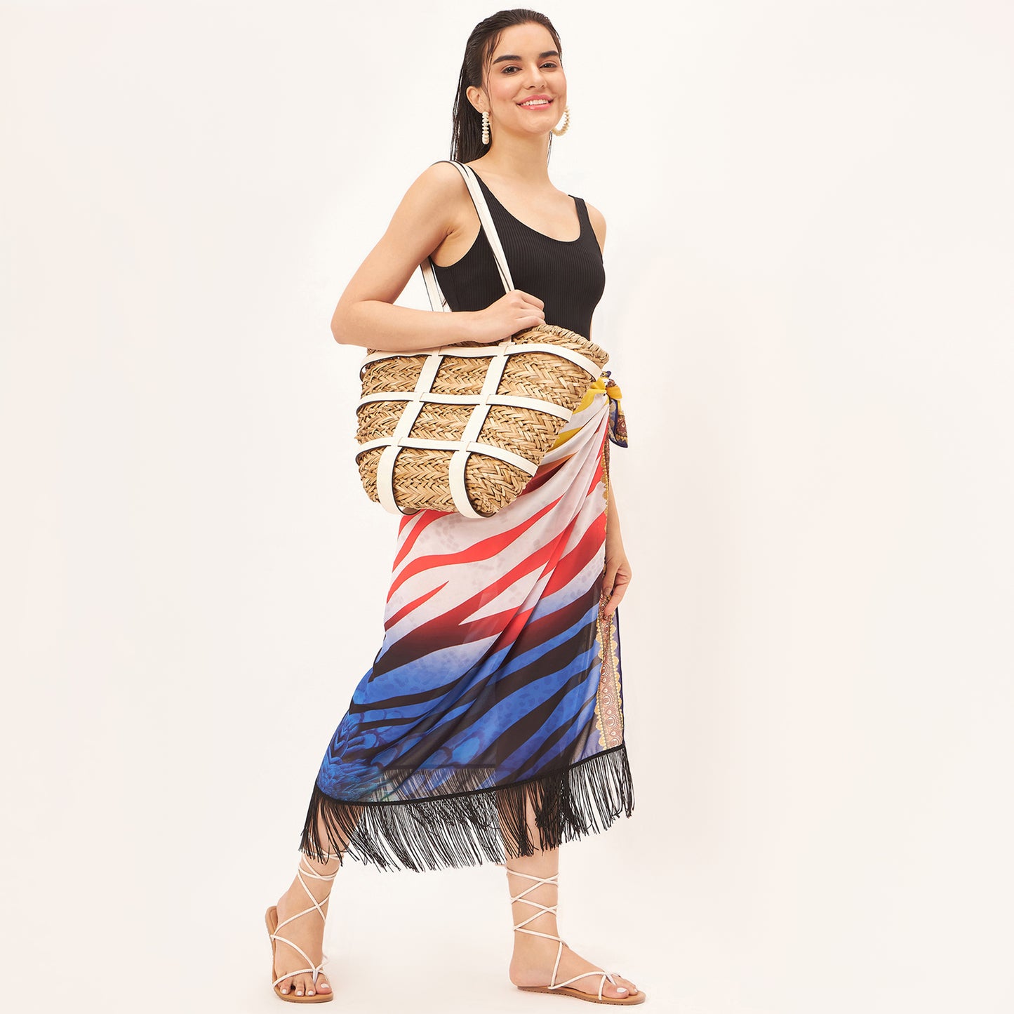 Multicoloured Zebra Print Long Sarong