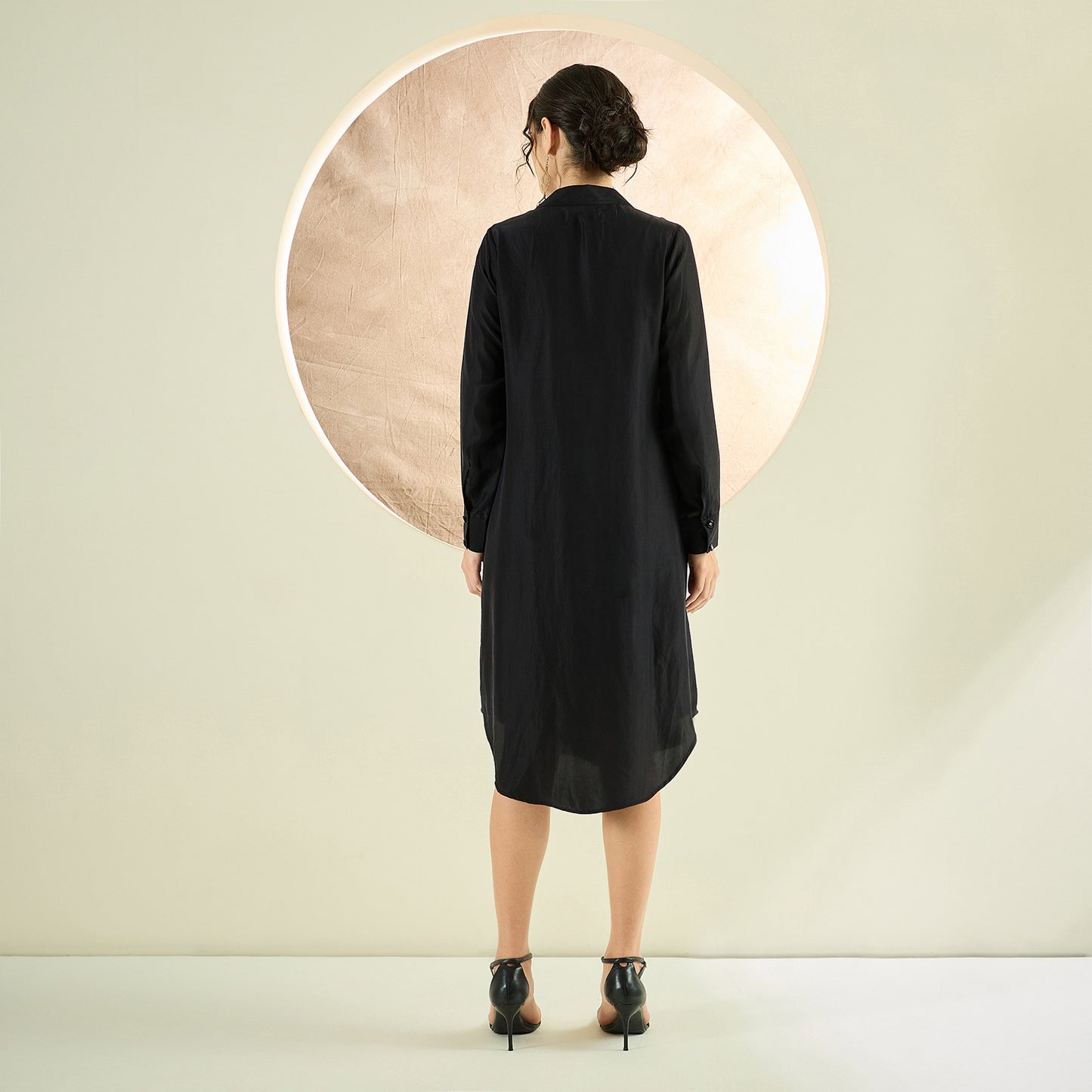 Black Silk Shirt Dress