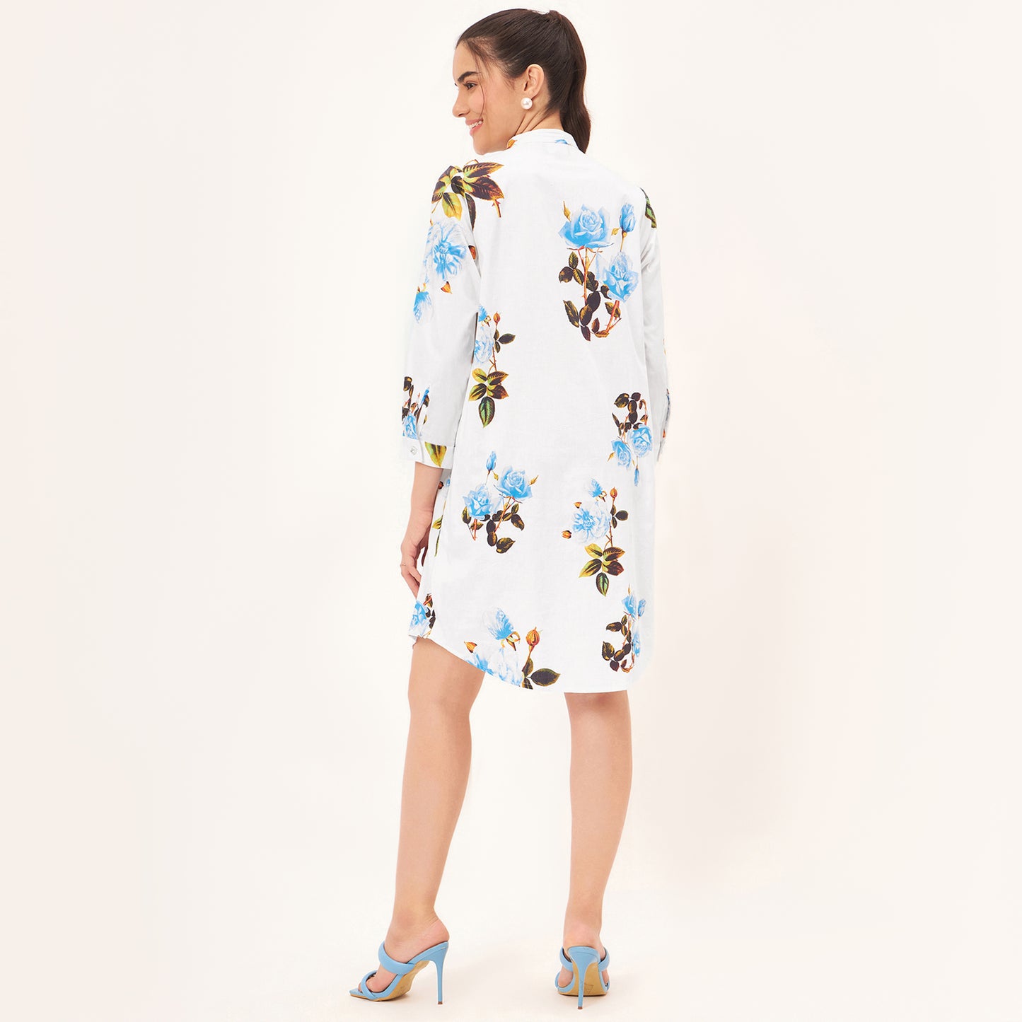 Light Blue Floral Shirt Dress