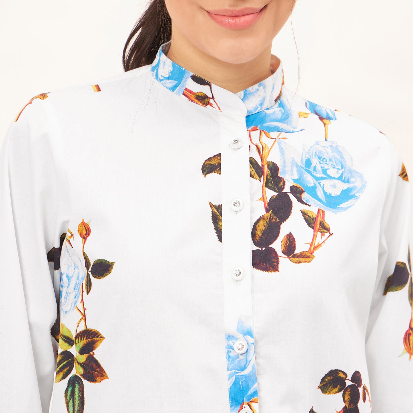 Light Blue Floral Shirt Dress