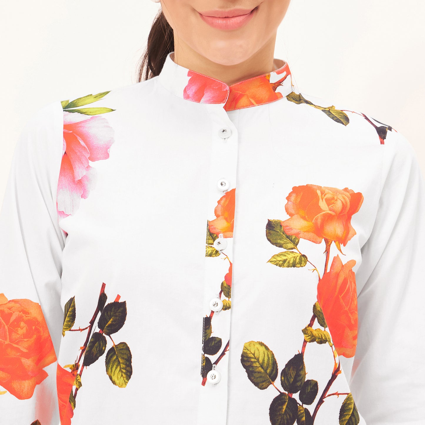 Pink and Orange Floral Shirt Dress
