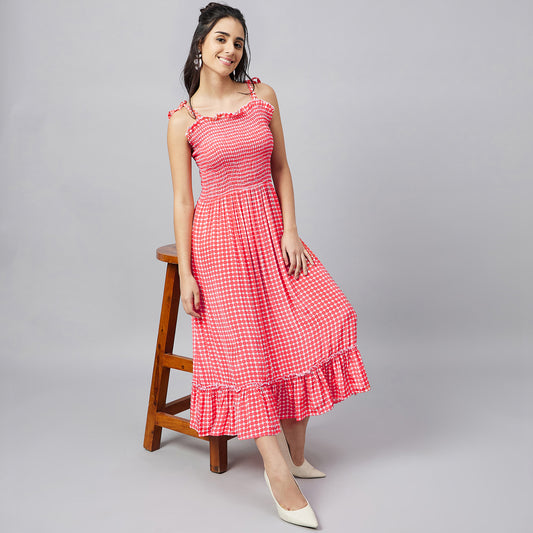 Red Smocked Sundress