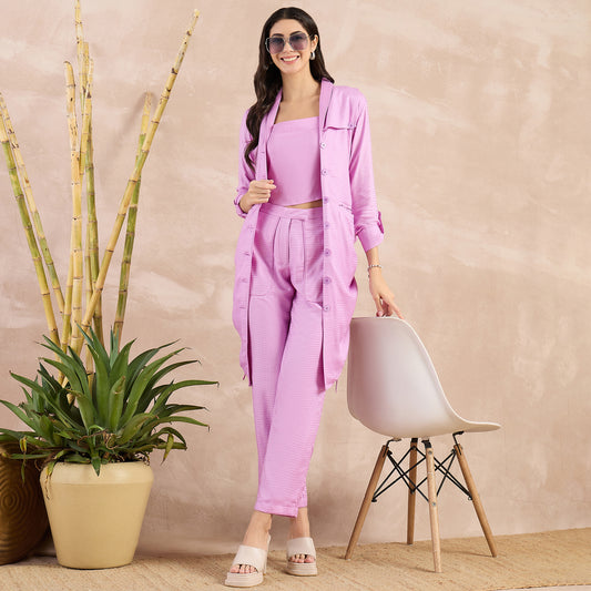 Purple Herringbone Shawl Collar Trench Dress with Belt