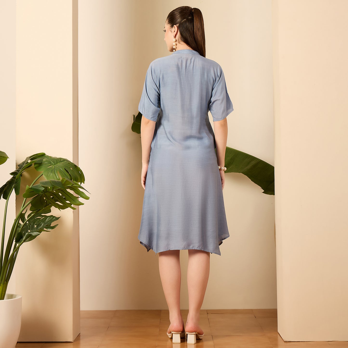 Chambray Embroidered Dress