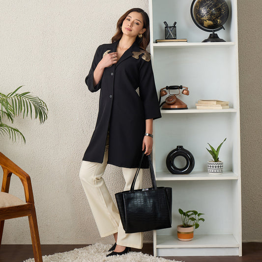 Black Sequin Blazer Dress