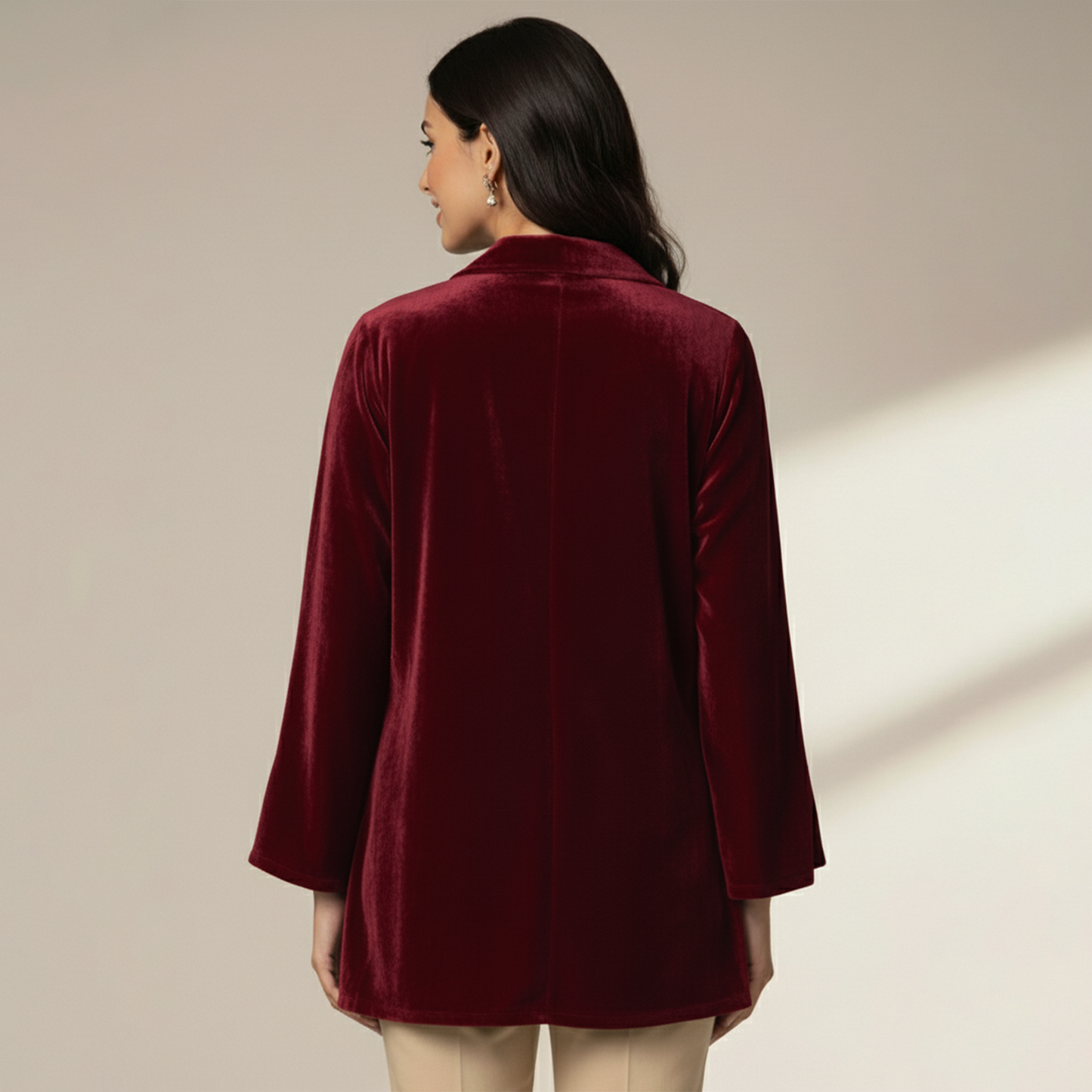 Maroon Front Floral Hand Embroidered Velvet Jacket
