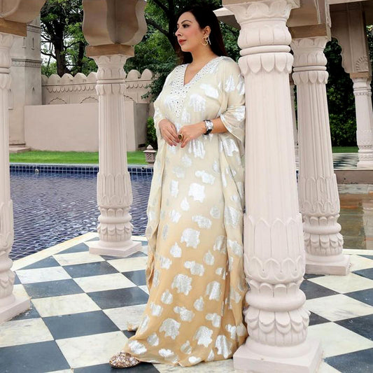Ivory Ombre Full Length Kaftan