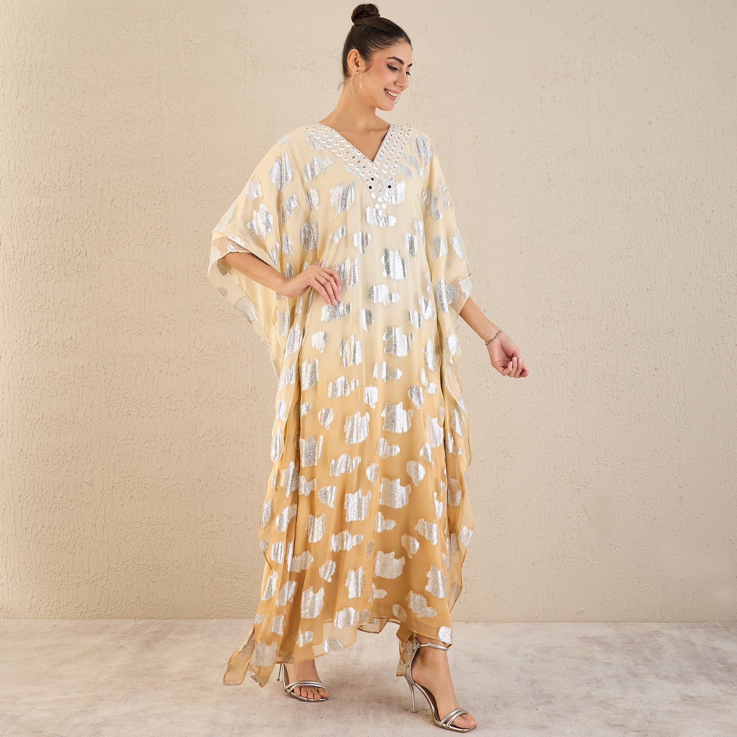 Ivory Ombre Full Length Kaftan