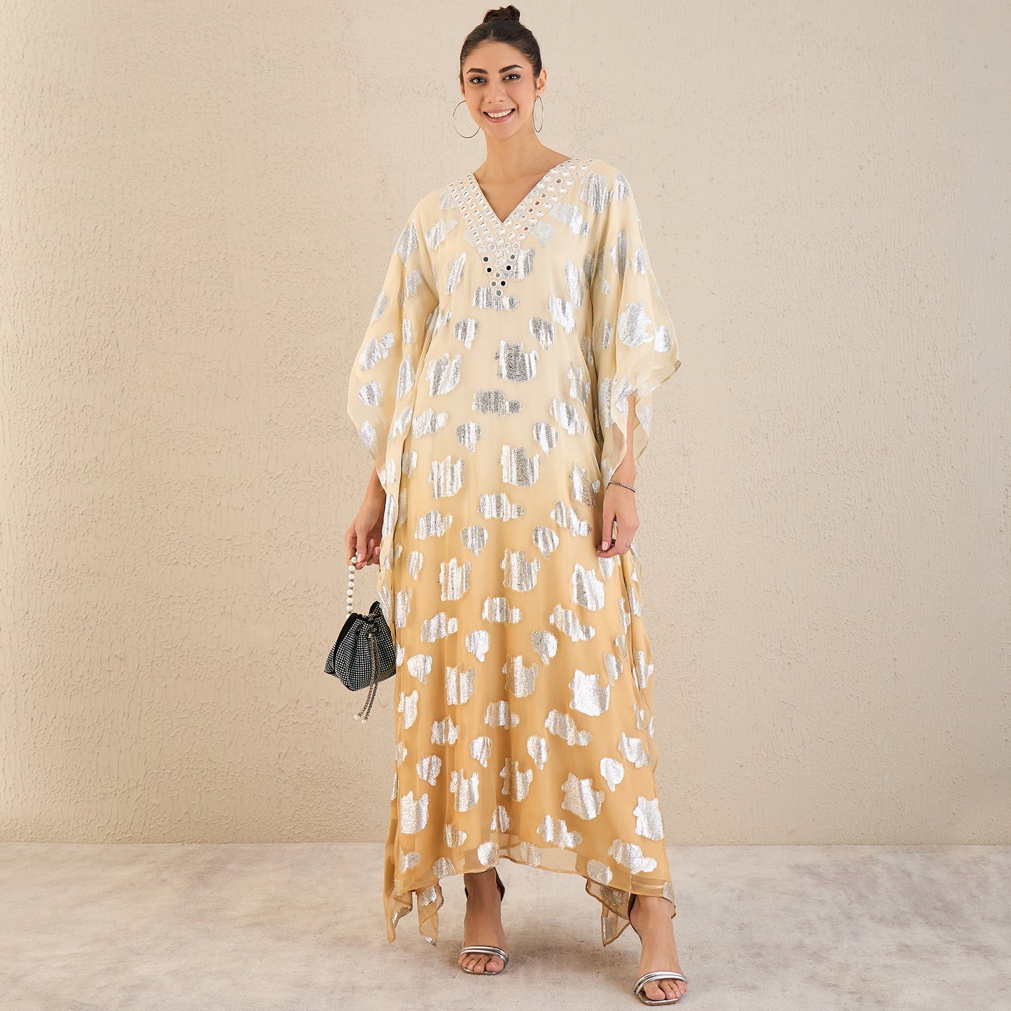 Ivory Ombre Full Length Kaftan