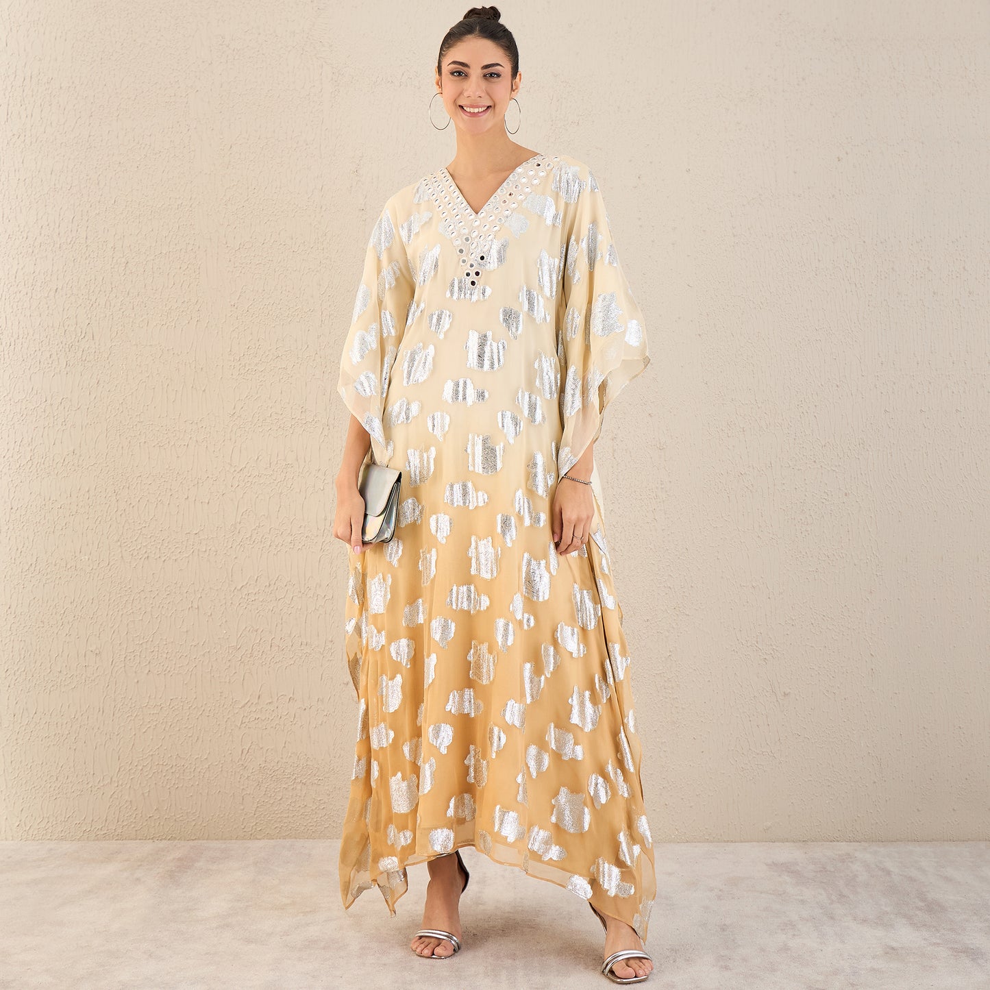 Ivory Ombre Full Length Kaftan