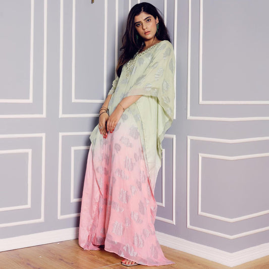 Pink and Green Ombre Full Length Kaftan