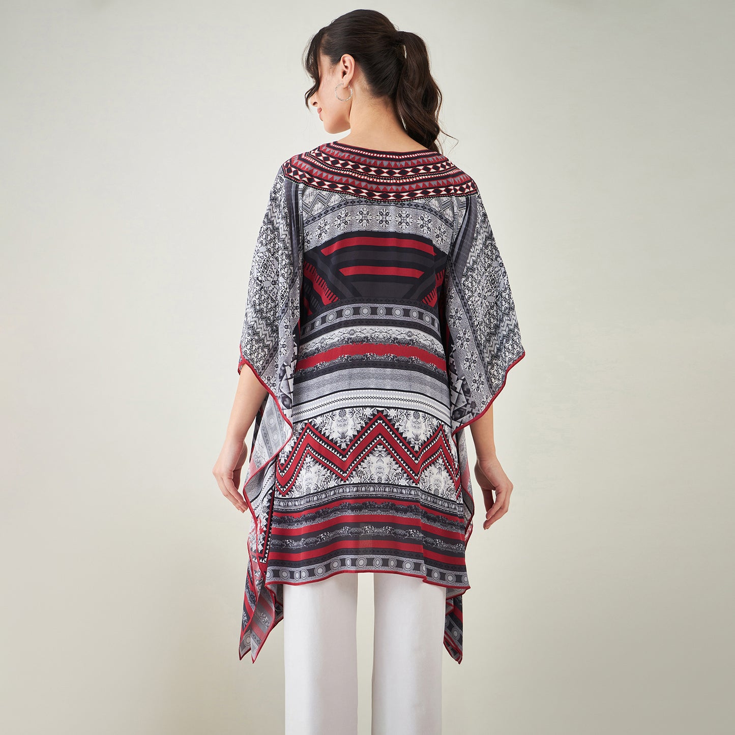 Maroon Geometric Kaftan Tunic