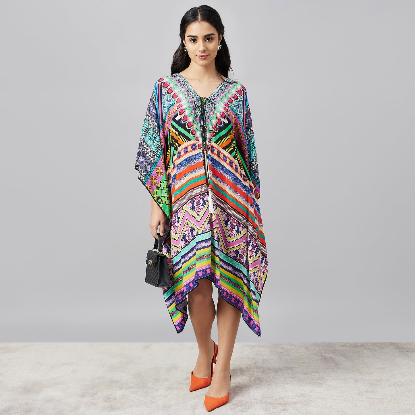 Multicoloured Geometric Kaftan Tunic