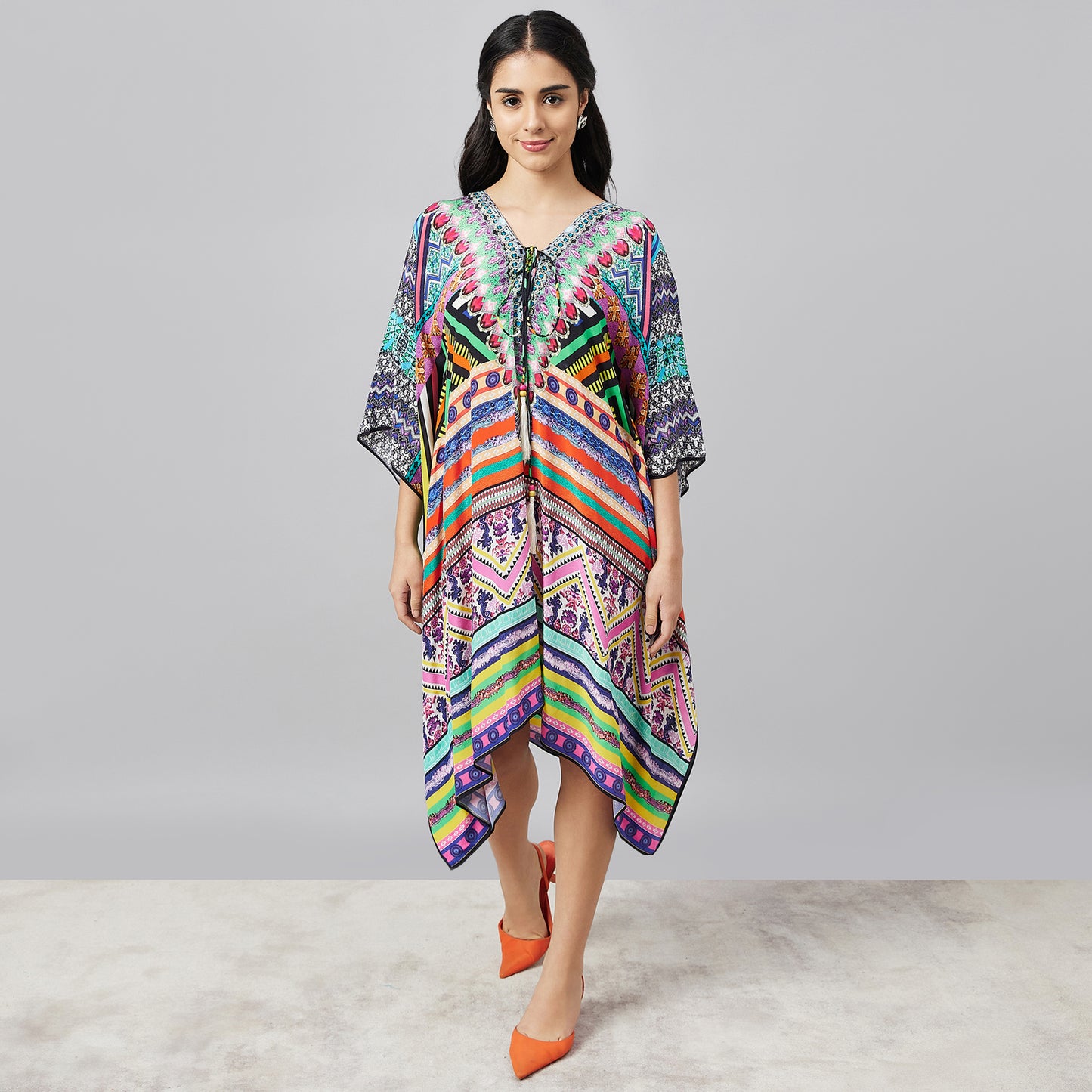 Multicoloured Geometric Kaftan Tunic