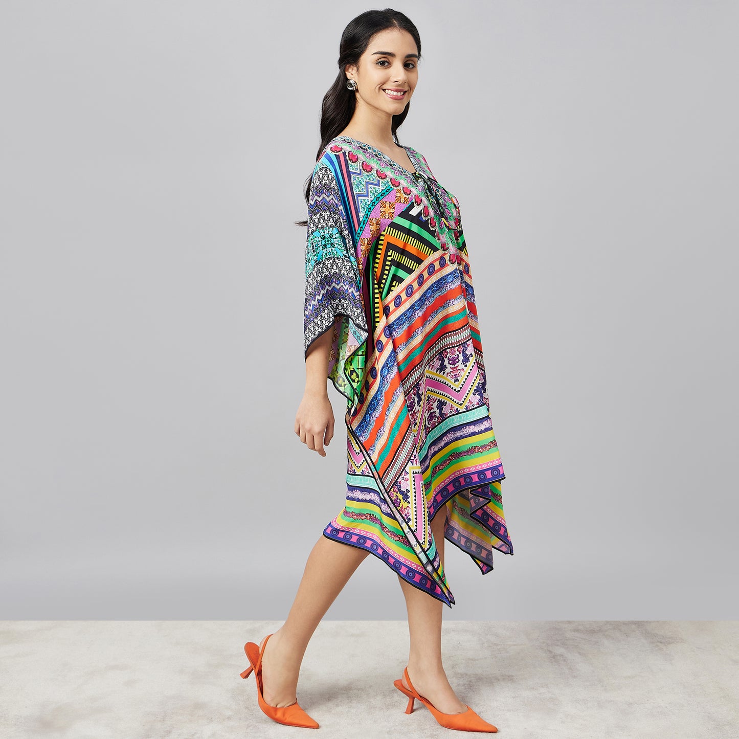 Multicoloured Geometric Kaftan Tunic