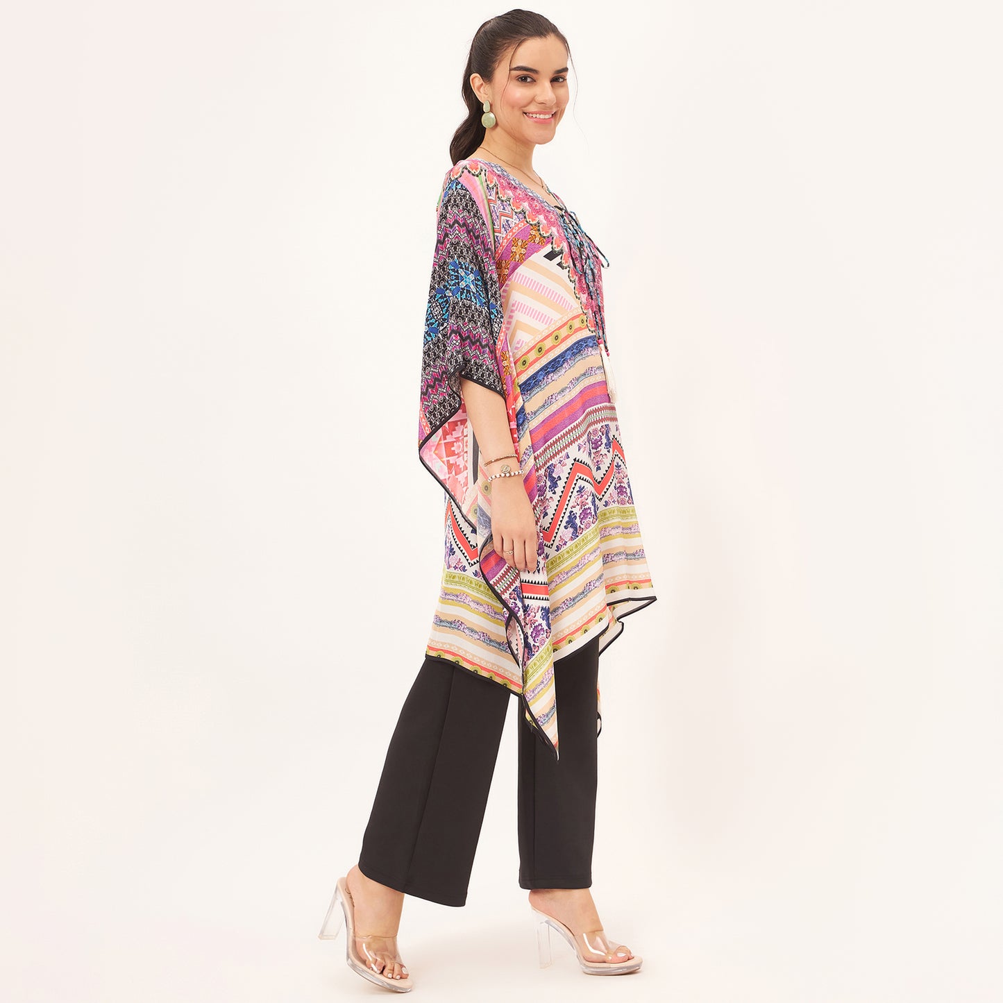 Pink Geometric Kaftan Tunic