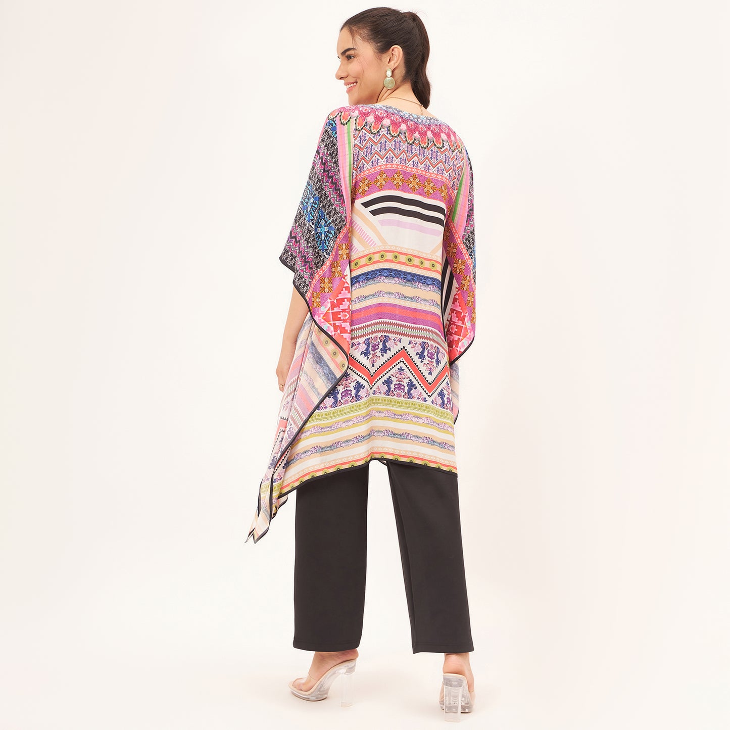 Pink Geometric Kaftan Tunic