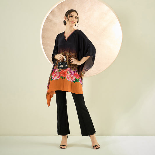 Black and Orange Kaftan Tunic