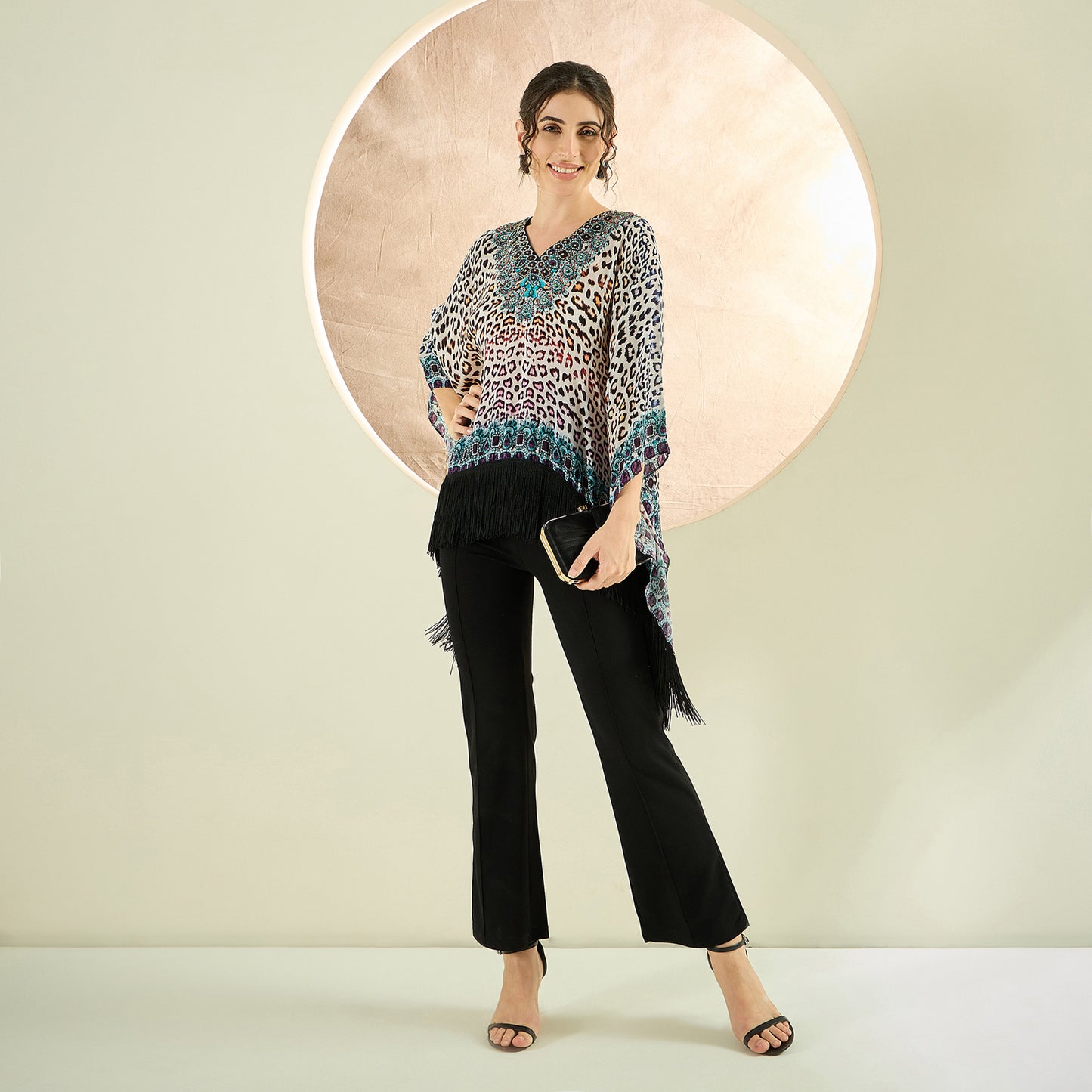 Multicoloured Animal Print Kaftan Tunic