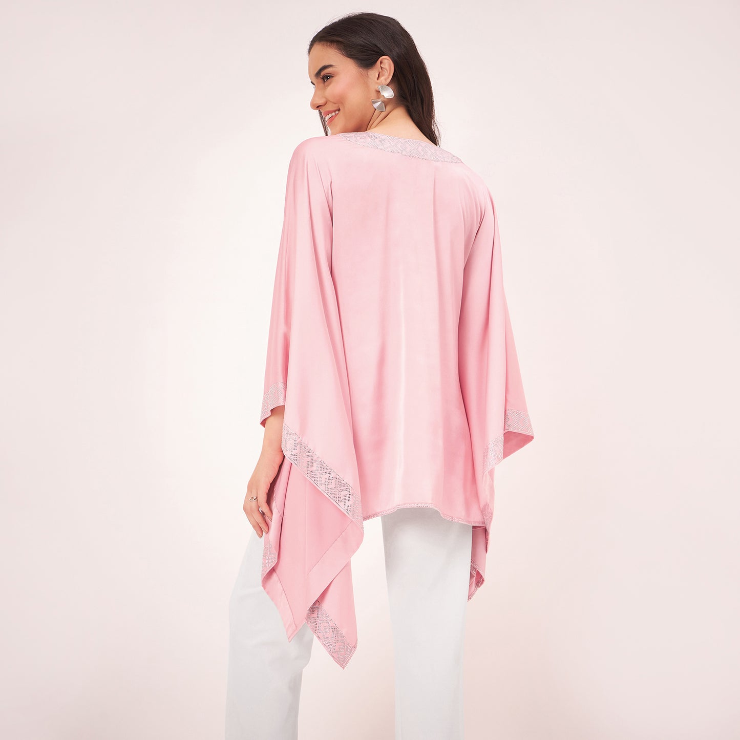 Pink Embellished Kaftan Top