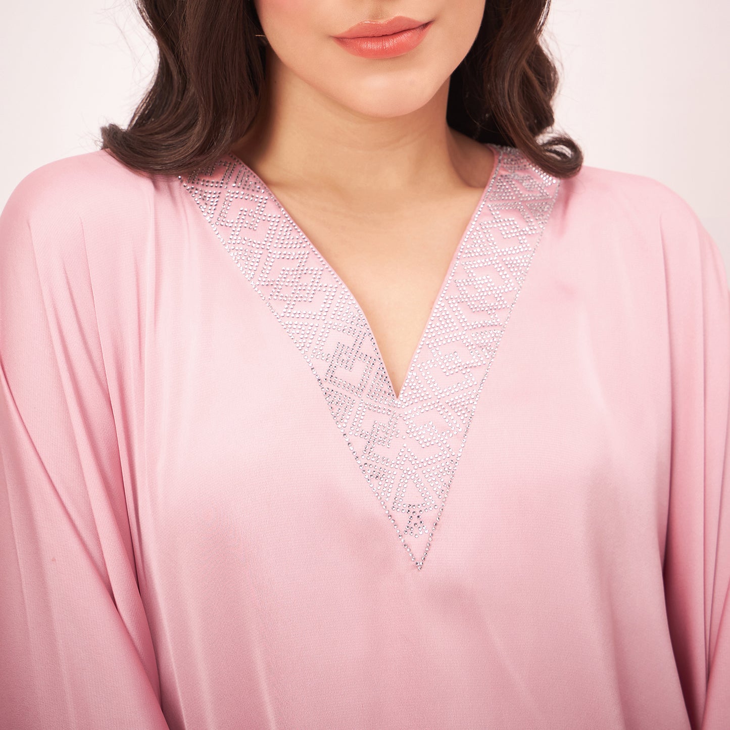 Pink Embellished Kaftan Top