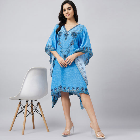 Blue Pearl Embellished Kaftan Tunic