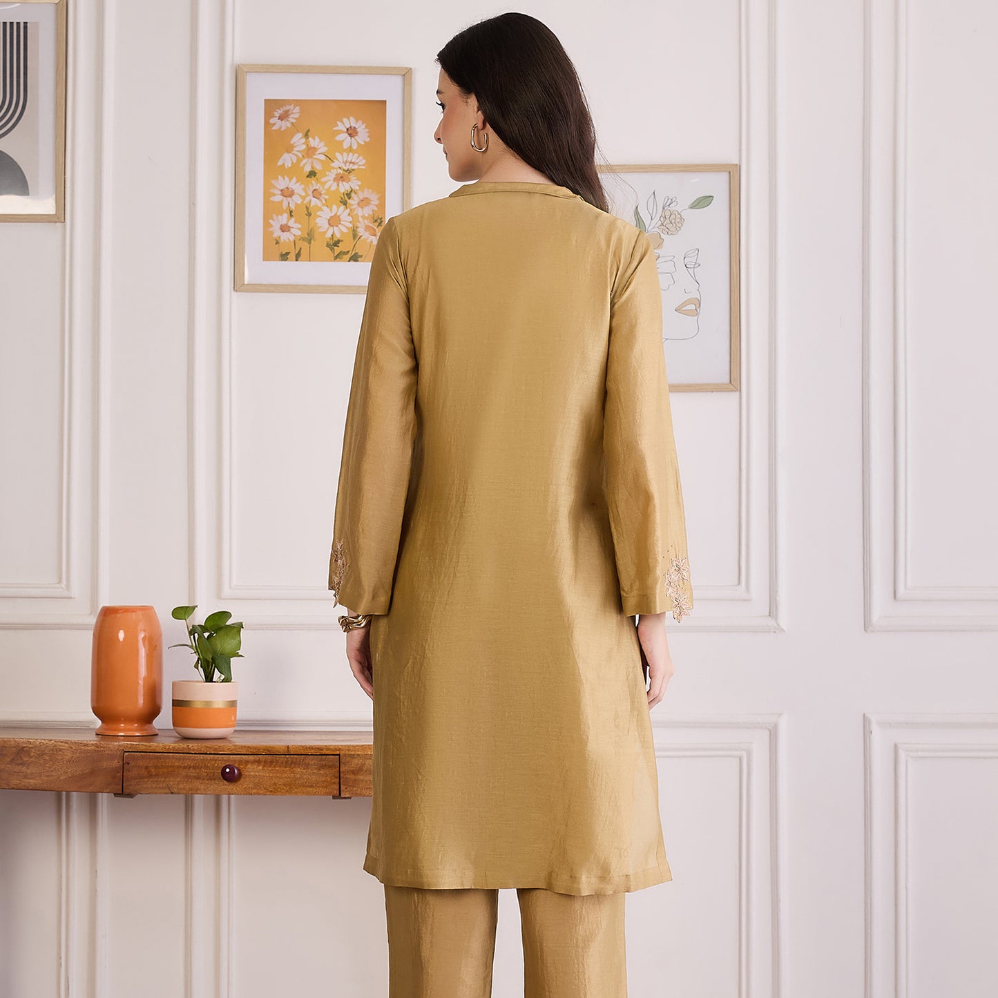 Sand Floral Cutwork Kurta