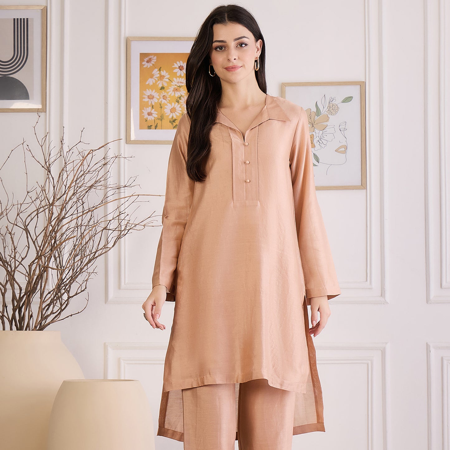 Apricot Asymmetric Kurta