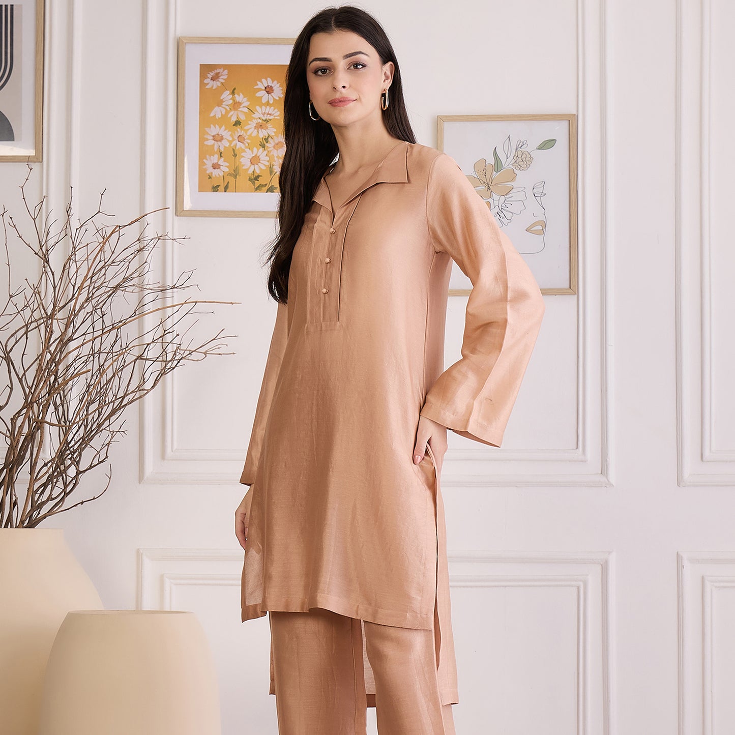 Apricot Asymmetric Kurta