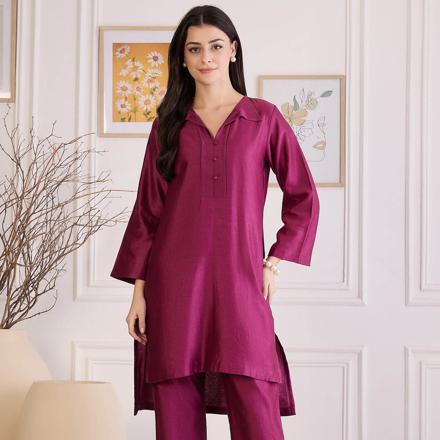 Plum Asymmetric Kurta