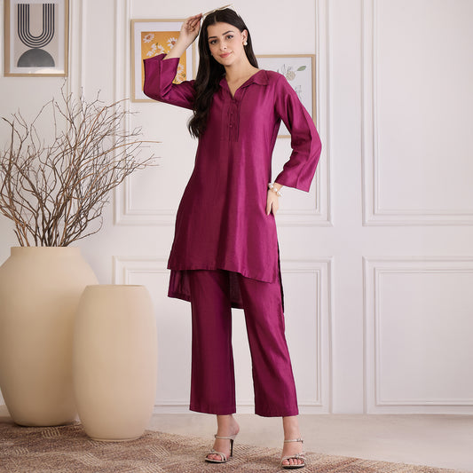 Plum Asymmetric Kurta