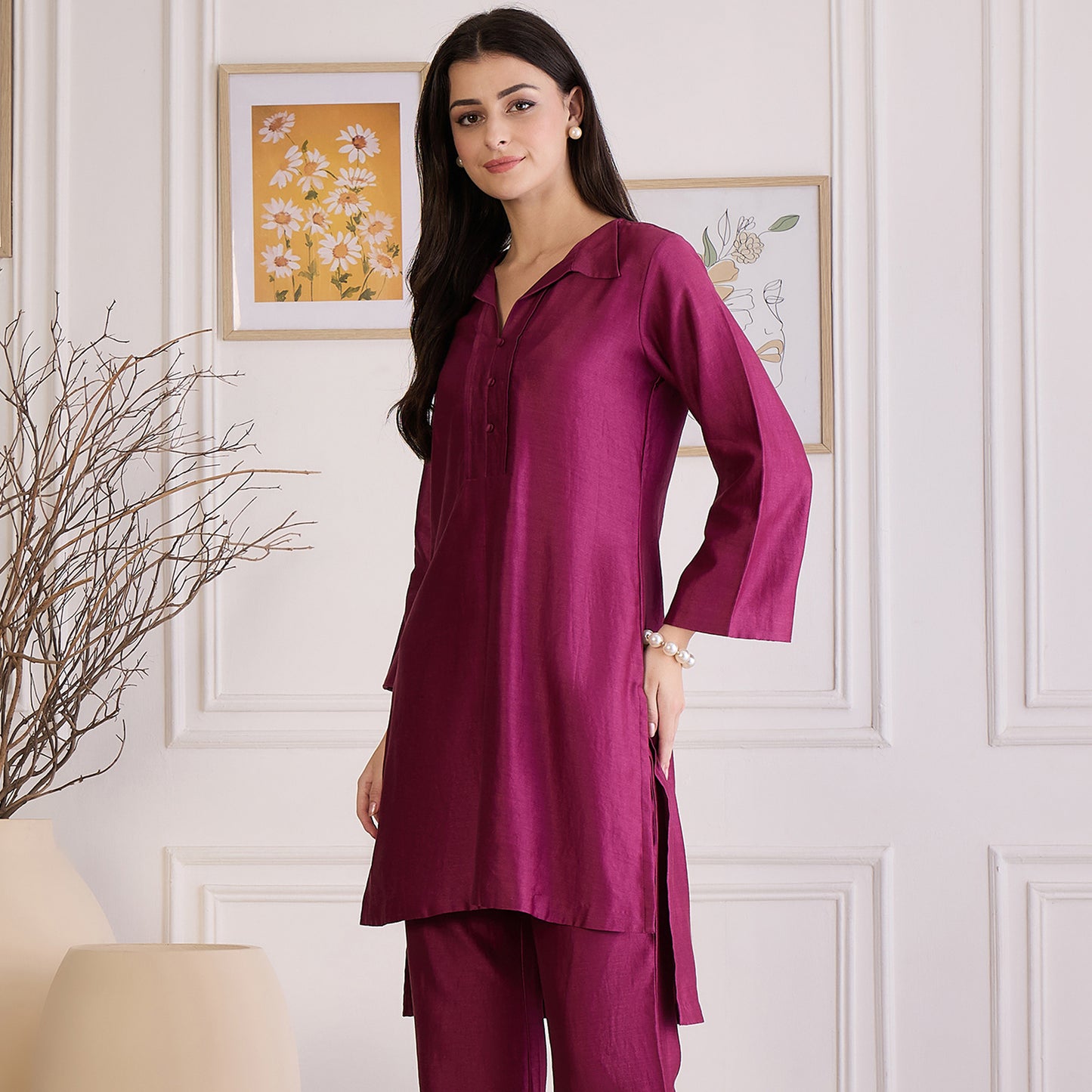 Plum Asymmetric Kurta