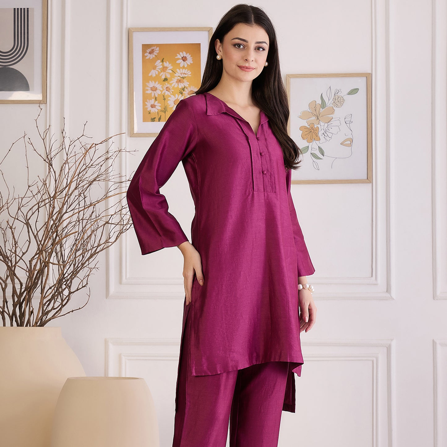 Plum Asymmetric Kurta