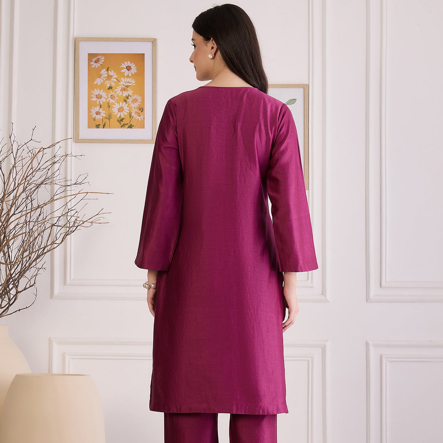 Plum Asymmetric Kurta